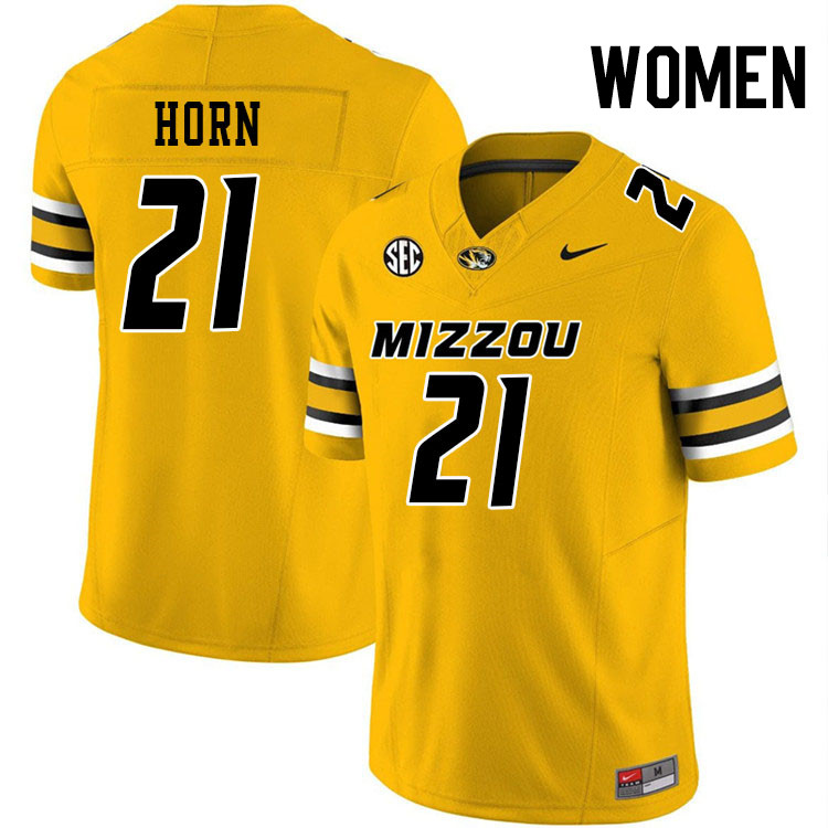 Women #21 Sam Horn Missouri Tigers College Football Jerseys Stitched-Gold